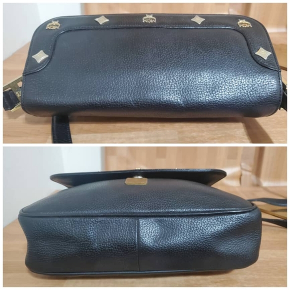 Authentic MCM Vintage Pebbled Studded Logo Motifs Flap Crossbody/ Should… - Picture 6 of 12